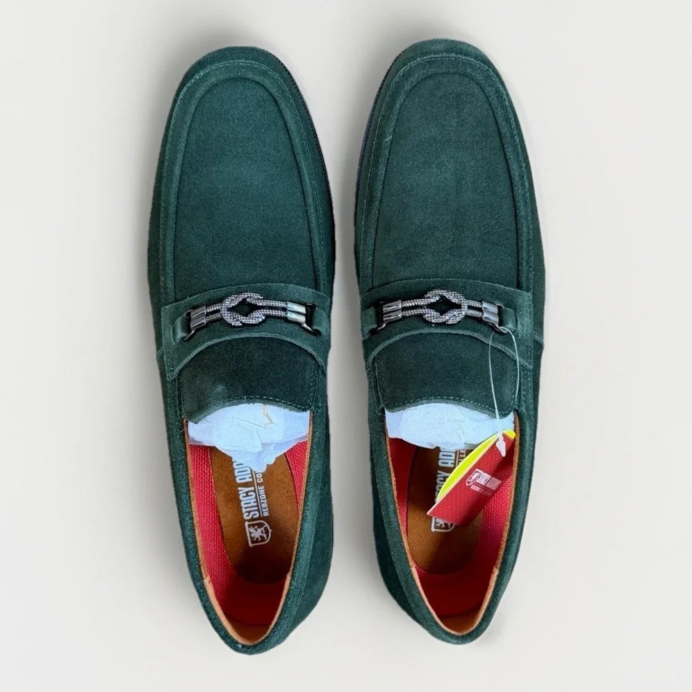 Stacy Adams Ravelle Men's Size 7 Suede Loafers Moc Toe Bit Slip on Shoes Green